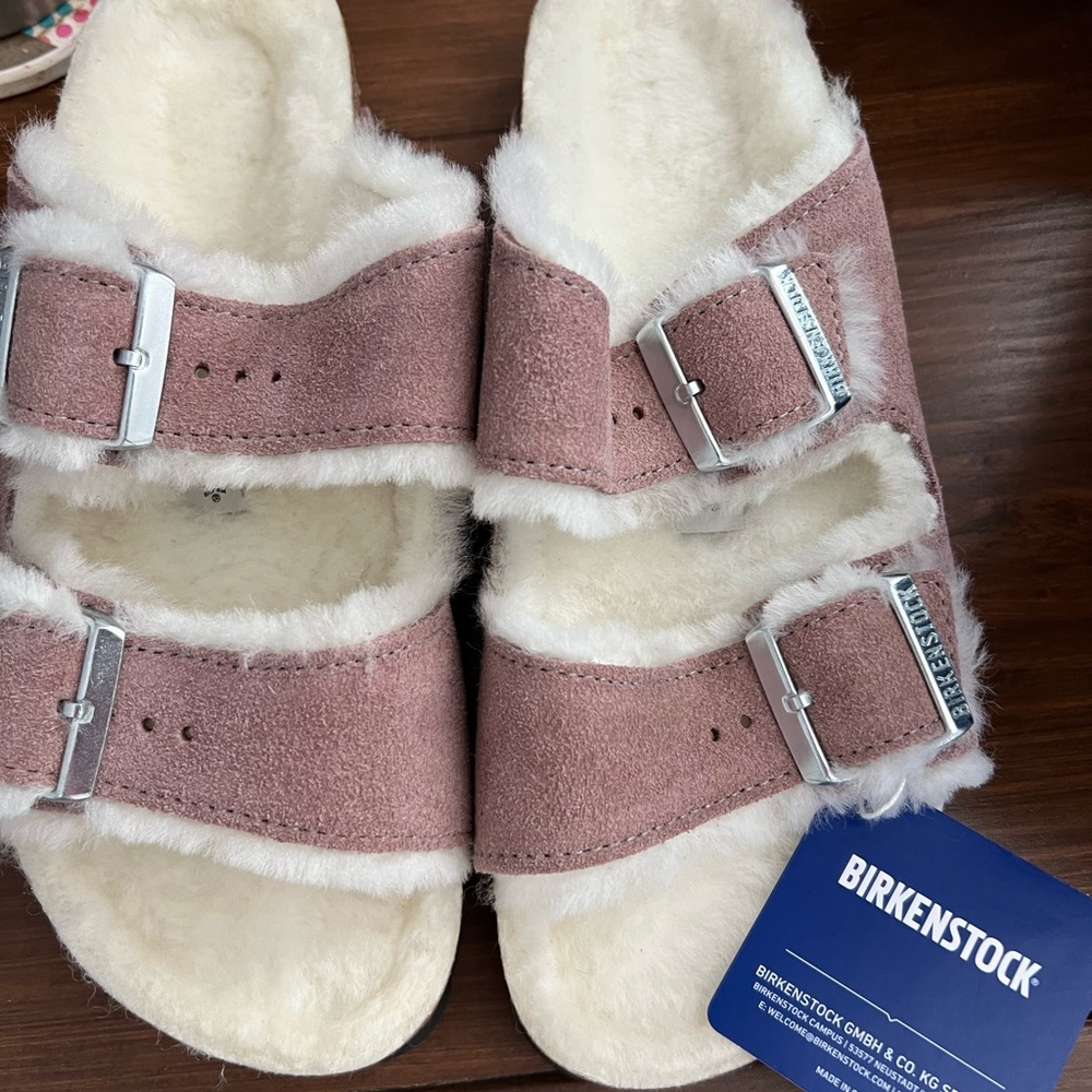 Birkenstock Arizona Shearling Lavender Blush New With Tags